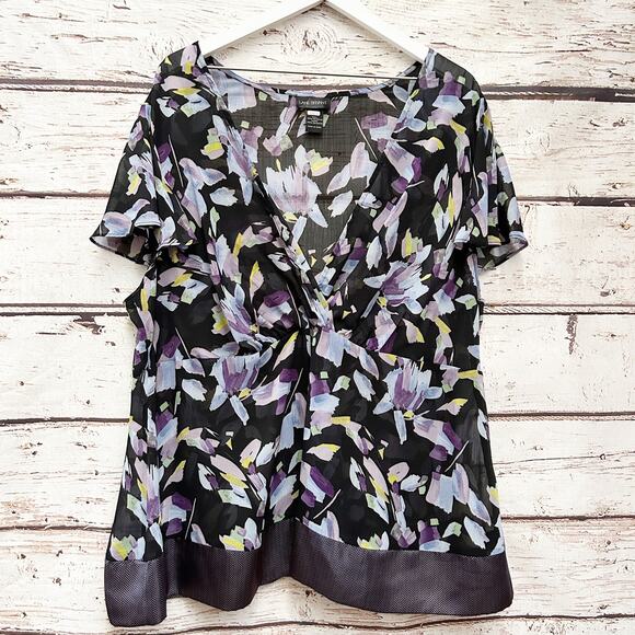 LANE BRYANT Sheer Floral Blouse Sz 18 20 1X - Picture 1 of 6